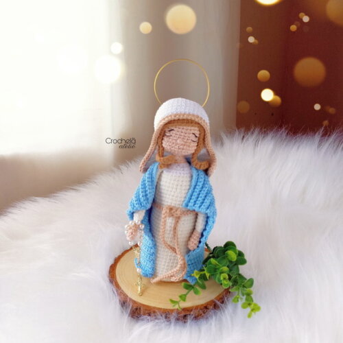 Santinha Nossa Senhora das Graças de Crochê Amigurumi