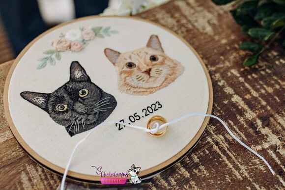 Porta Alianças com PET bordado - 18cm