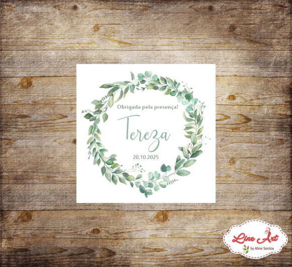 60 Adesivos Personalizado - Folhagem Verde