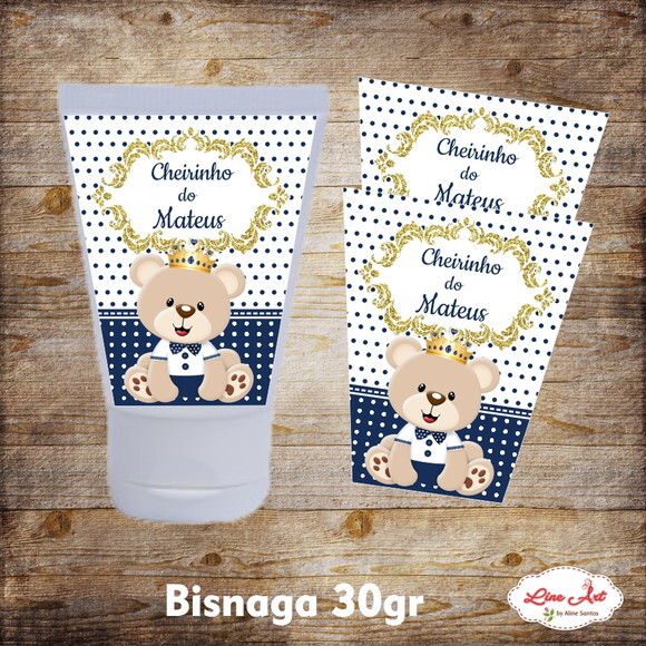 Adesivo bisnaga álcool gel - Ursinho Príncipe