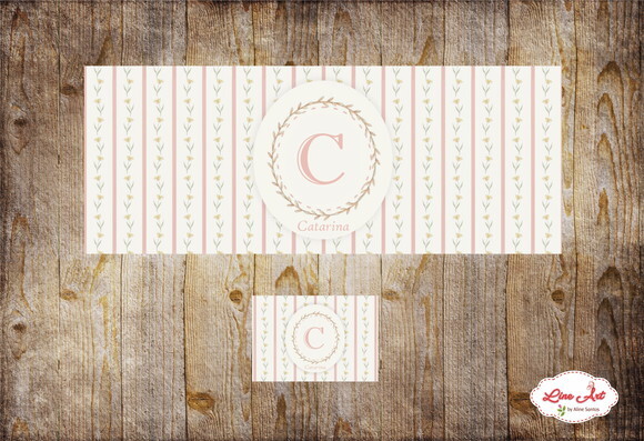 Kit Adesivo e Tag Personalizados - Maternidade Floral