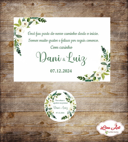 Kit Tag + Cartão Floral - Casamento