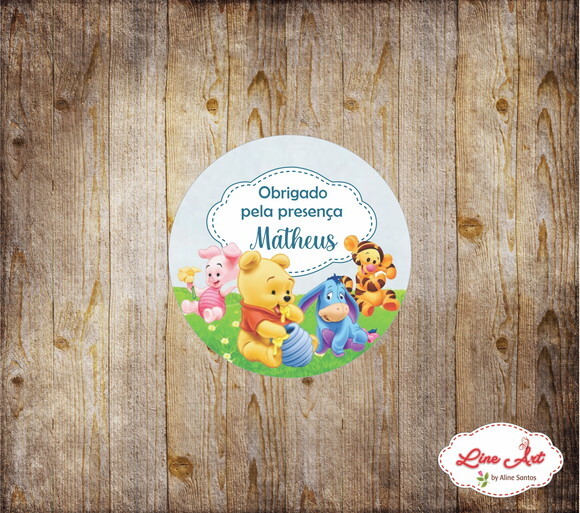 Tag Agradecimento - Ursinho Pooh