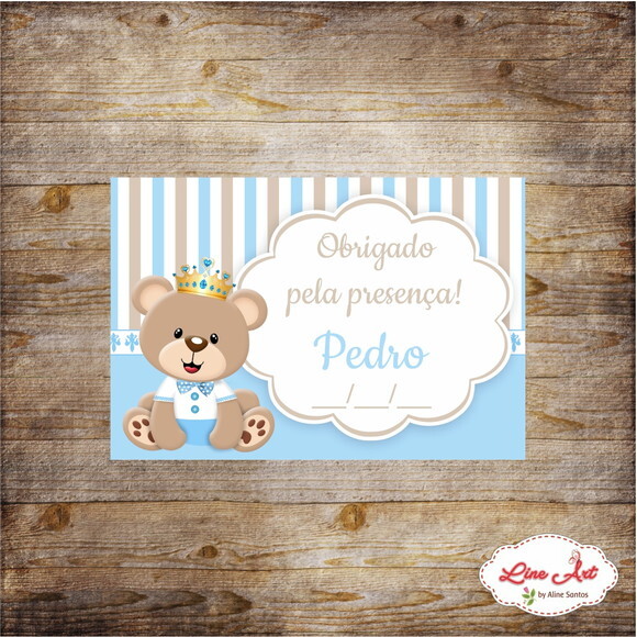 Tag agradecimento - Ursinho princípe