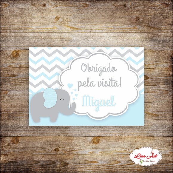 Tag agradecimento chevron - Elefantinho