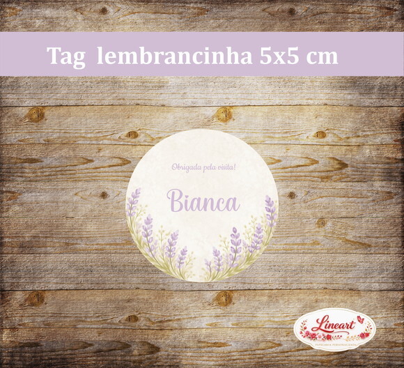 Tag Agradecimento Maternidade Floral Lilás Personalizada