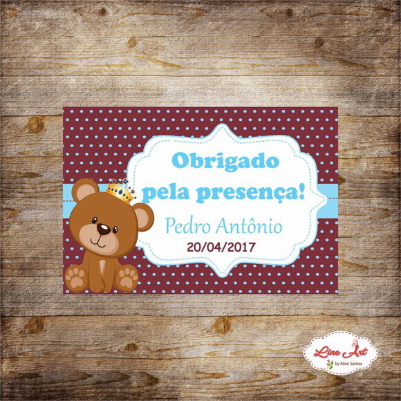 Tag agradecimento Ursinho Princípe