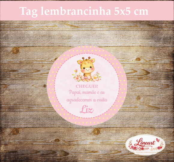 Tag Lembrancinha - Maternidade \girafa Rosa
