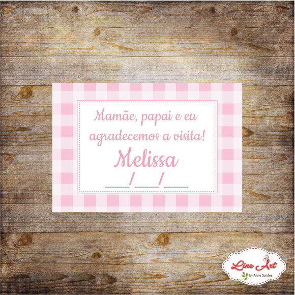 Tag Lembrancinha - Xadrez Rosa