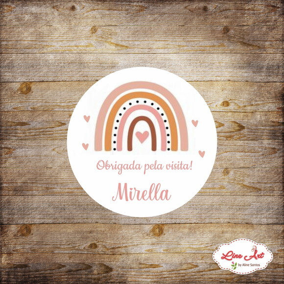 Tag Lembrancinha 5cm - Arco Íris Boho (30 Unidades)
