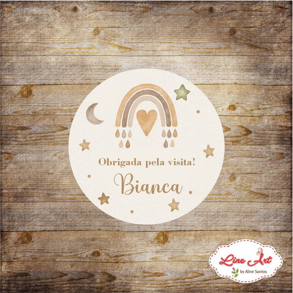 Tag Maternidade 5x5 cm - Arco-íris Boho Nude 30 Unidades