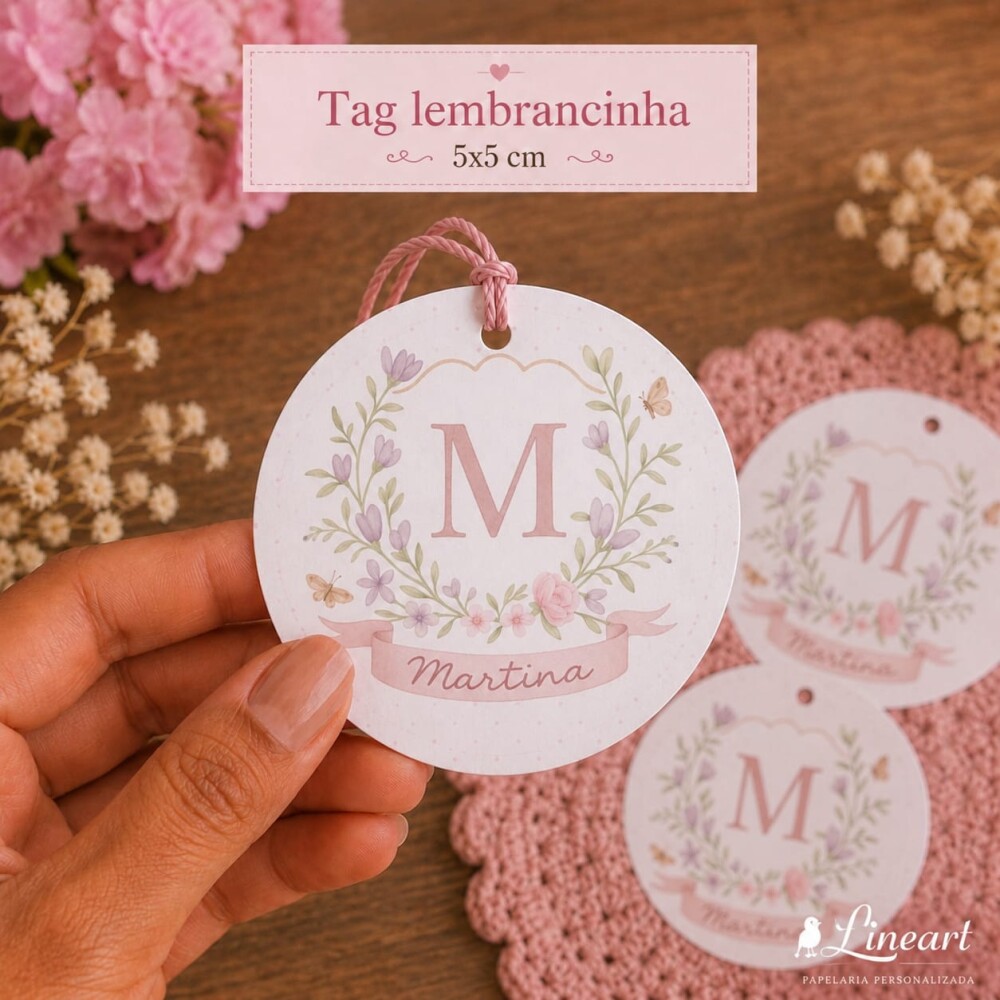 Tag Lembrancinha Maternidade Personalizada Floral 5x5 cm