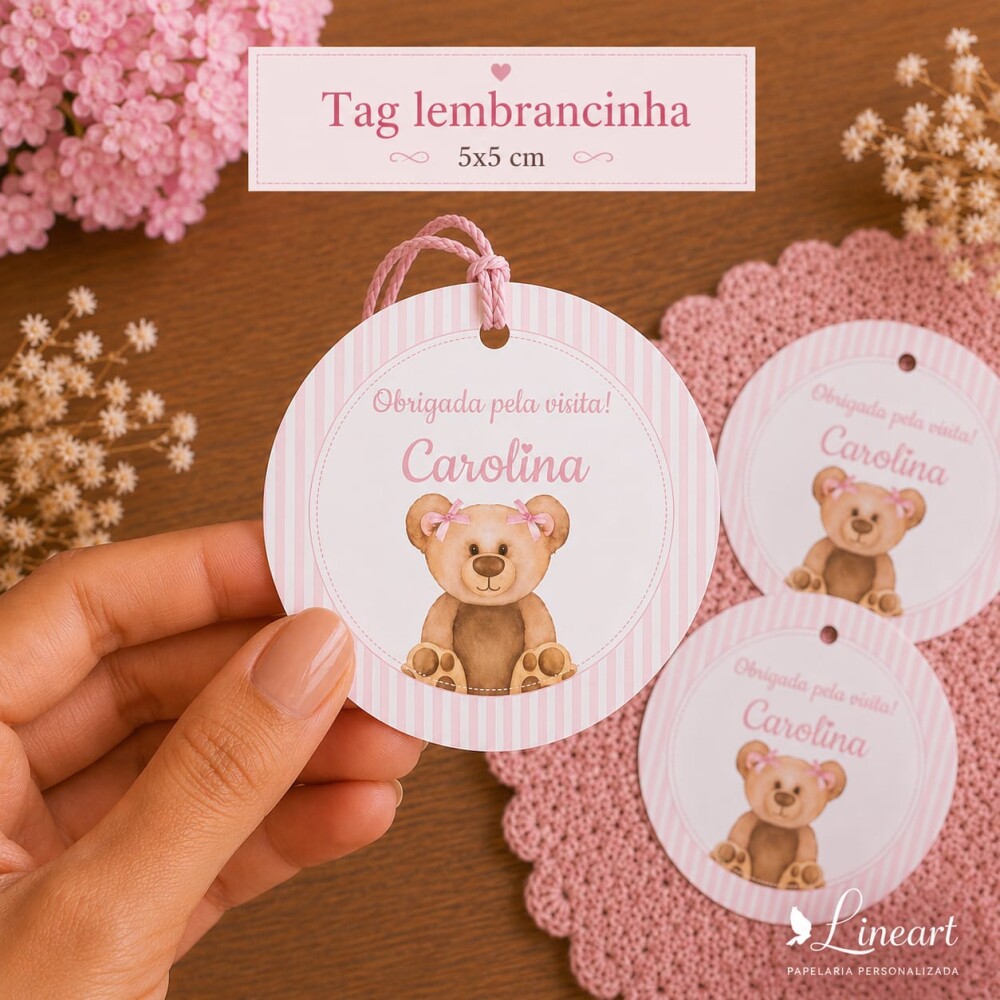 Tag Lembrancinha  Maternidade Ursinha 5x5 cm