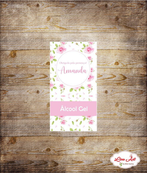 Adesivo frasco 60 ml álcool - Floral