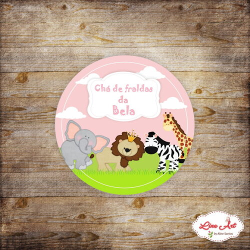 Adesivo Latinha - Safari Rosa\maternidade