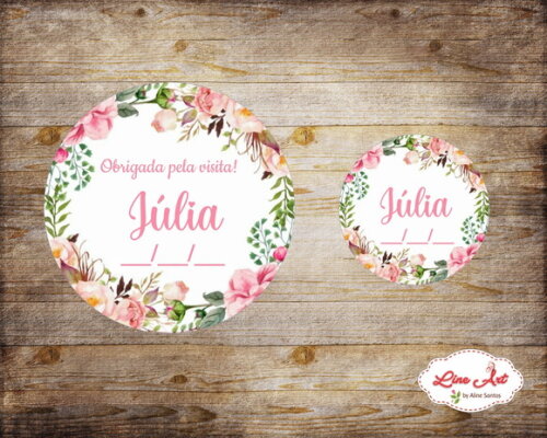 Kit Adesivo e Tag Personalizados - Maternidade Floral