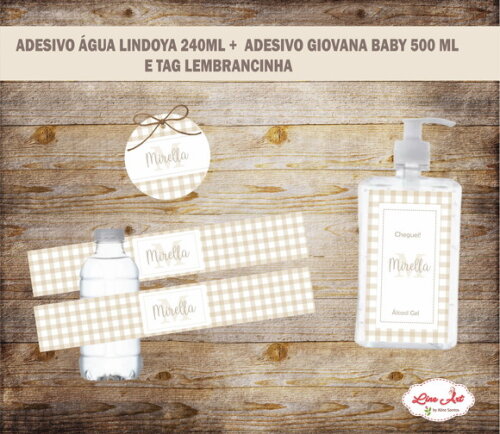 Kit Adesivo Maternidade \ Lembrancinha - Xadrez Marrom