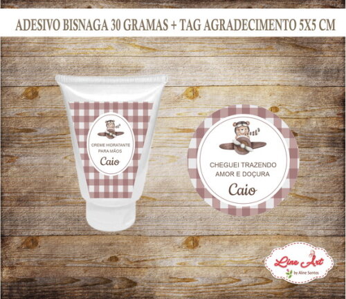 Kit Rótulo Bisnaga 30 Gramas + Tag - Xadrez Marrom