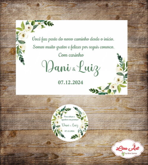 Kit Tag + Cartão Floral - Casamento