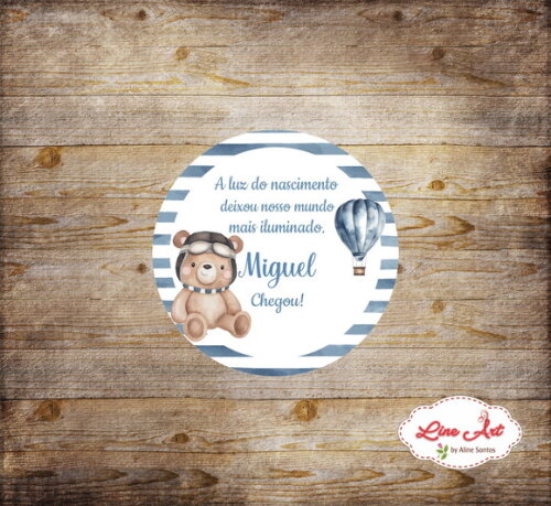 Tag Agradecimento - Ursinho Aviador