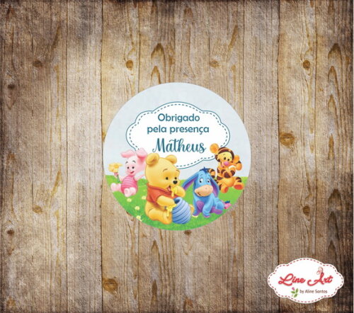 Tag Agradecimento - Ursinho Pooh