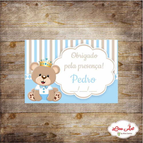 Tag agradecimento - Ursinho princípe