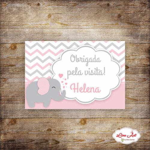 Tag agradecimento chevron - Elefantinho