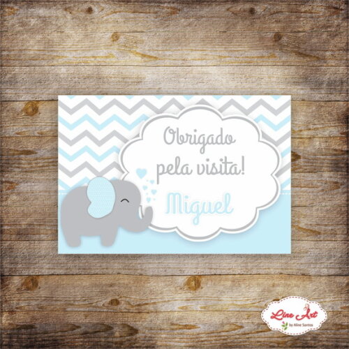 Tag agradecimento chevron - Elefantinho