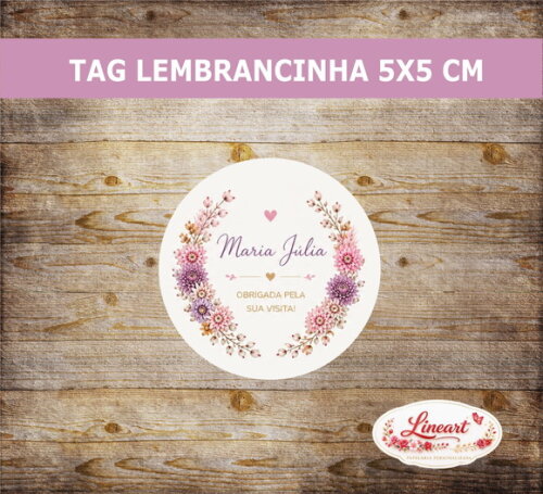 Tag Agradecimento Maternidade Floral Rosa Lilás
