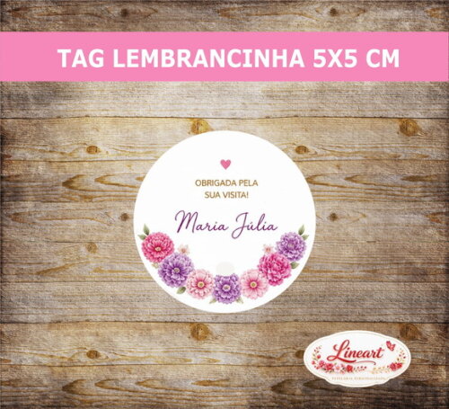 Tag Agradecimento Maternidade Floral Rosa Lilás