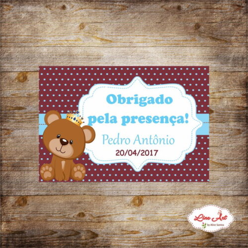 Tag agradecimento Ursinho Princípe