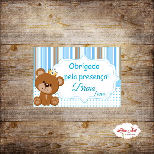 Tag agradecimento Ursinho Princípe
