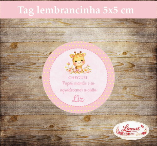 Tag Lembrancinha - Maternidade \girafa Rosa