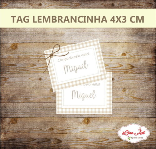 Tag Lembrancinha Maternidade - Xadrez Marrom