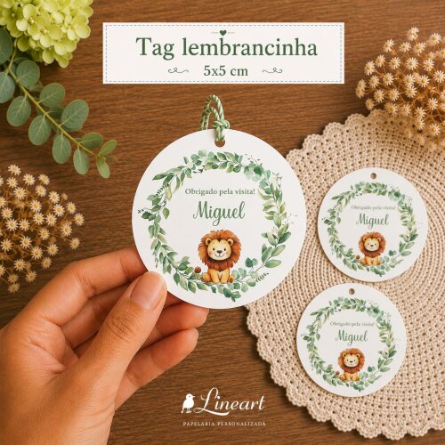 Tag Lembrancinha Maternidade Personalizada Verde 5x5 cm