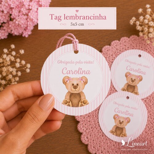 Tag Lembrancinha  Maternidade Ursinha 5x5 cm