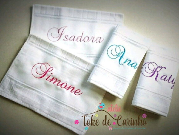 *Kit 5 Toalhinhas Escolar Bordada com Nome.