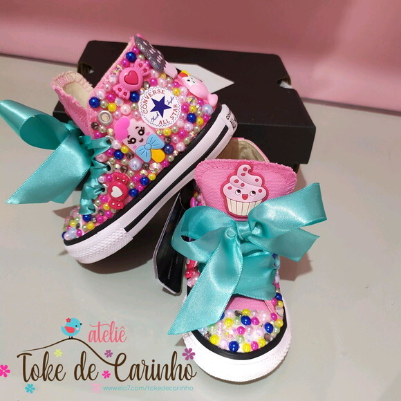 All Star Cano Alto Personalizado candy. Tam 18 ao 25.