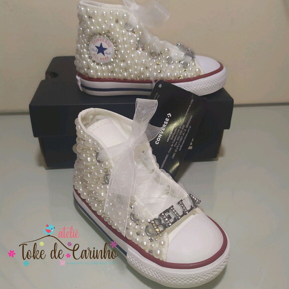 All Star Infantil Luxo Pérolas e Cristais.tamanho 26 ao 32