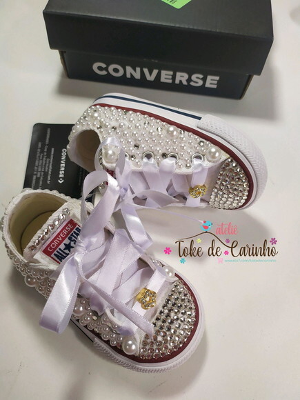 All Star Infantil Luxo Pérolas e Cristais.tamanho 18 ao 25