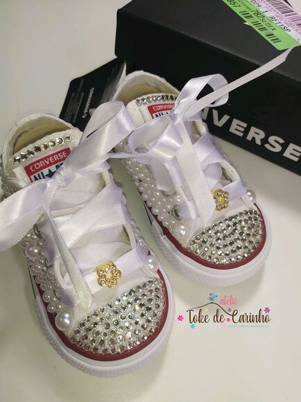 All Star Infantil Luxo Pérolas e Cristais.tamanho 18 ao 25