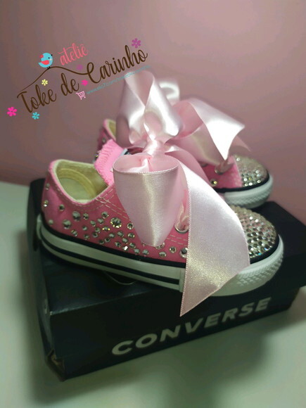 All Star Rosa Personalizado em Cristais.tamanho 26 ao 33