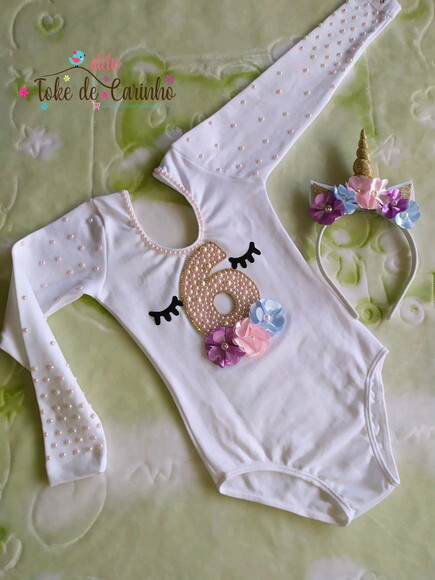 Body + Tiara tema Unicórnio.