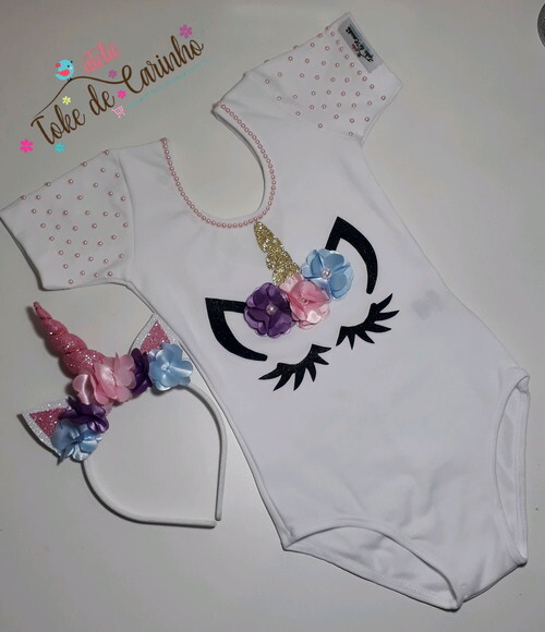Body + Tiara tema Unicórnio.