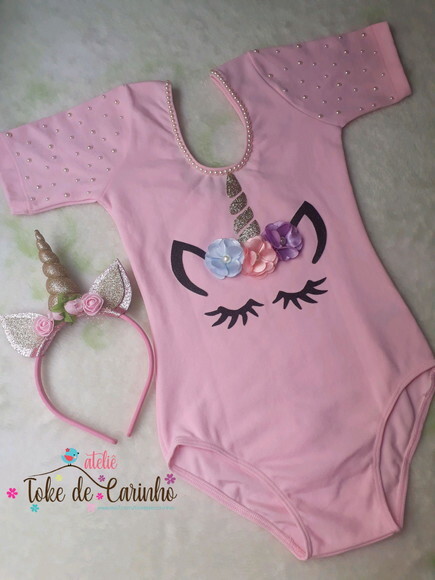 Collant + Tiara tema Unicórnio.