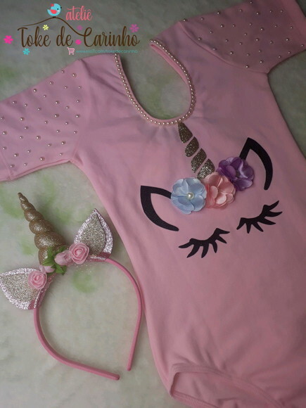 Collant + Tiara tema Unicórnio.