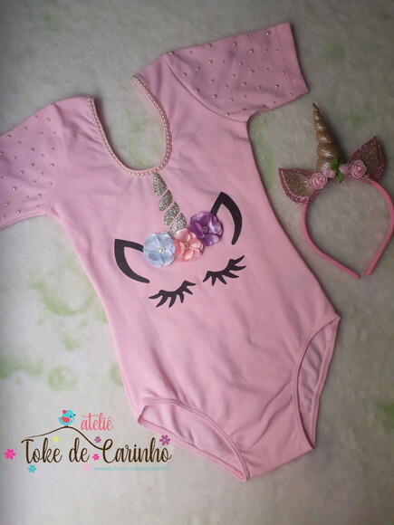 Collant + Tiara tema Unicórnio.