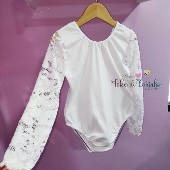 Collant Ballet Manga Renda. Tamanho 1 ao 14.