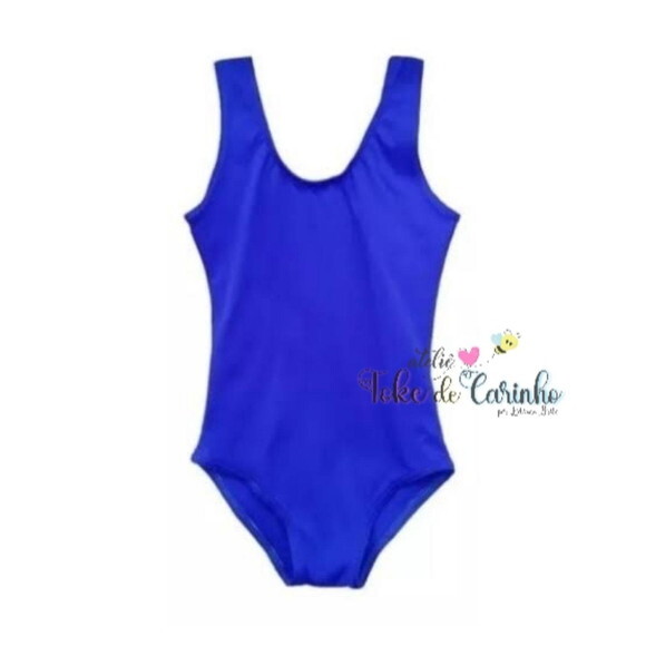 Collant/body Bailarina Azul Royal/bic. Tamanho 1 ao 14.