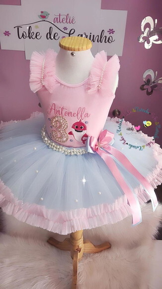 Fantasia baby Shark Tamanho 1 ou 2 Anos